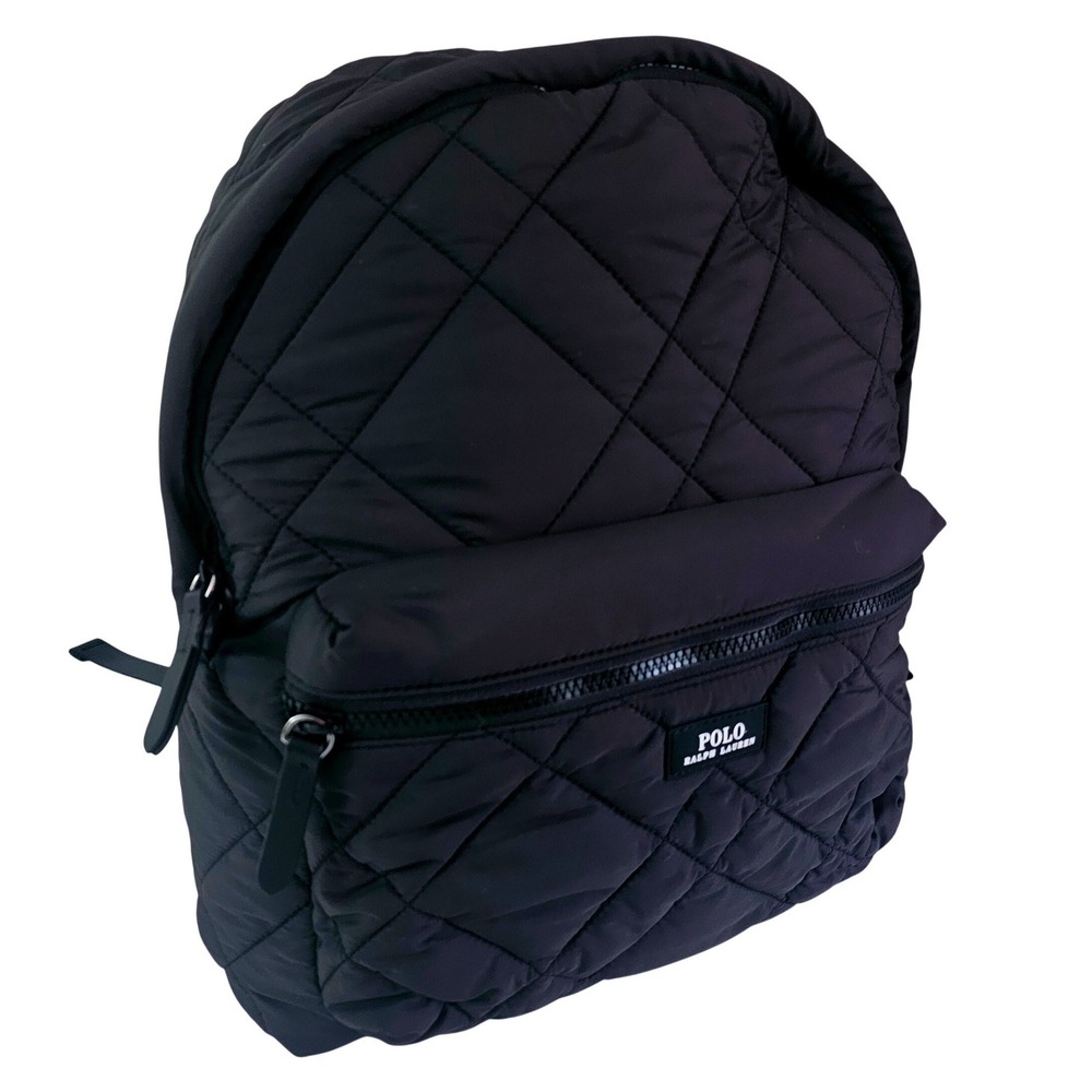 Polo Ralph Lauren Unisex Black Quilted Puffer Backpack Logo Zipper Travel Bag
NW